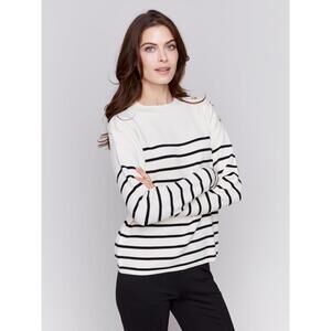 Striped Jacquard Crew Neck Sweater